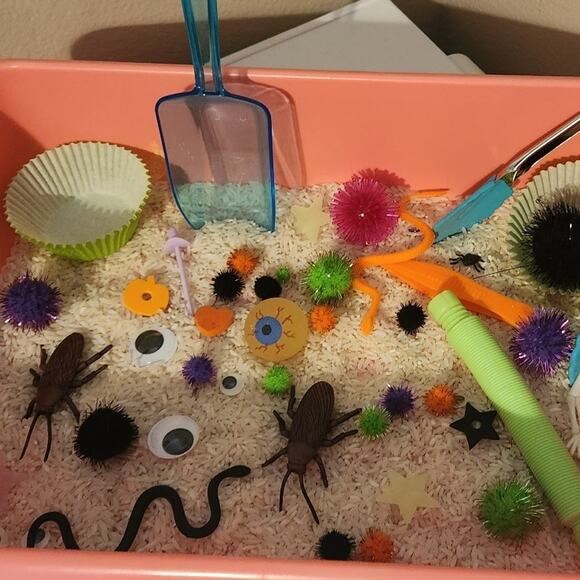 Halloween themed sensory bin add ins skeleton learning play homeschool school - Picture 2 of 12